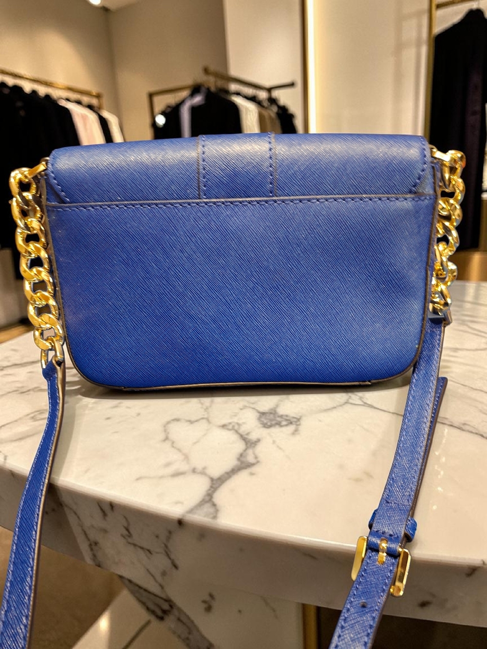 Michael Kors Royal Blue Leather Crossbody Bag with Gold Hardware - Picture 2 of 10